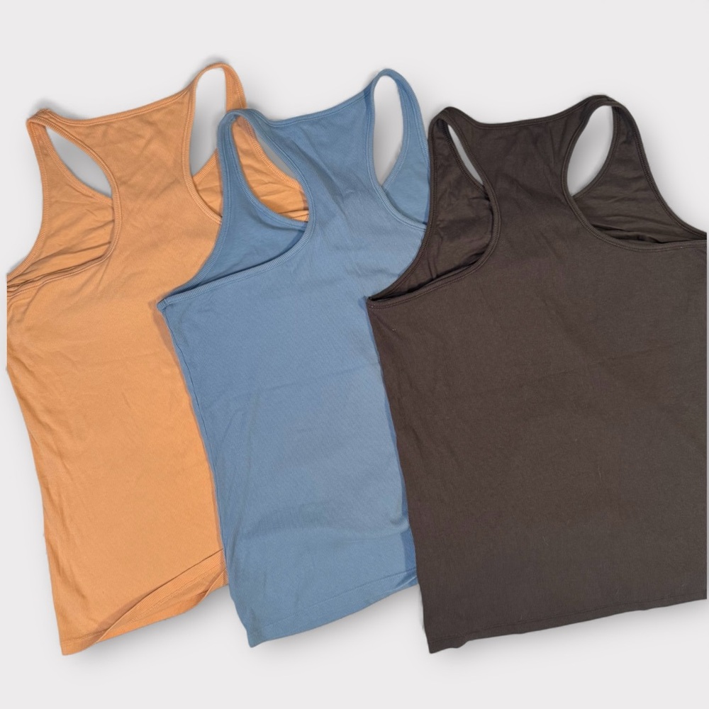 Gap Ribbed Racerback Tank Top with Shelf Bra in Black, Pink and Blue, size XXL